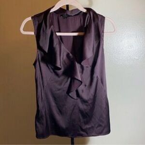 Ann Taylor eggplant Ruffle Sleeveless Blouse